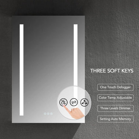 Blossom Pillar 20" Recessed Or Surface Mount Left And Right-Hinged Door Led Mirror Medicine Cabinet Set Of 2 With 3 Adjustable Glass Shelves, Built-In Defogger, Dimmer, USB & Electrical Outlet