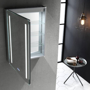 Blossom Pillar 24" Recessed or Surface Mount Left and Right-Hinged Door LED Mirror Medicine Cabinet Set Of 2 With Adjustable Glass Shelves, Built-In Defogger, Dimmer, USB & Electrical Outlet