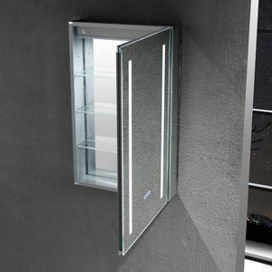 Blossom Pillar 24" Recessed or Surface Mount Left and Right-Hinged Door LED Mirror Medicine Cabinet Set Of 2 With Adjustable Glass Shelves, Built-In Defogger, Dimmer, USB & Electrical Outlet