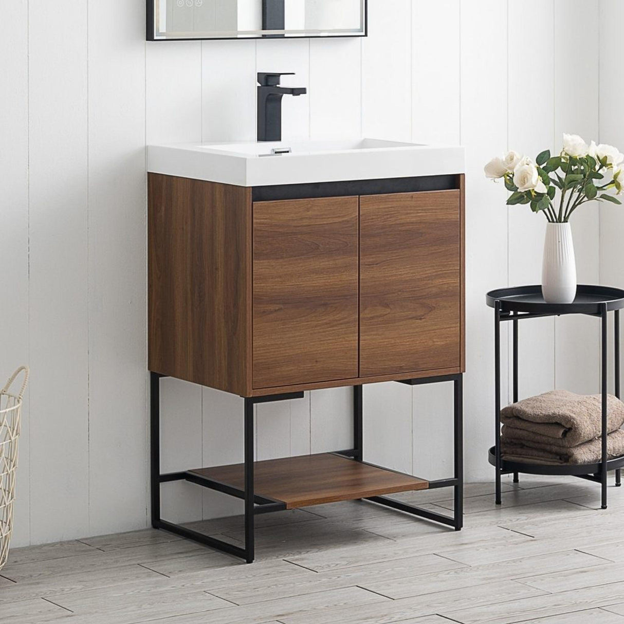 Blossom Porto 24" Red Walnut Freestanding Vanity With Acrylic Sink
