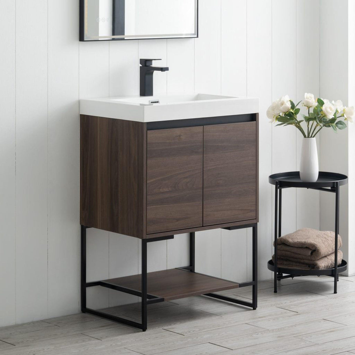 Blossom Porto 24" Walnut Freestanding Vanity With Acrylic Sink