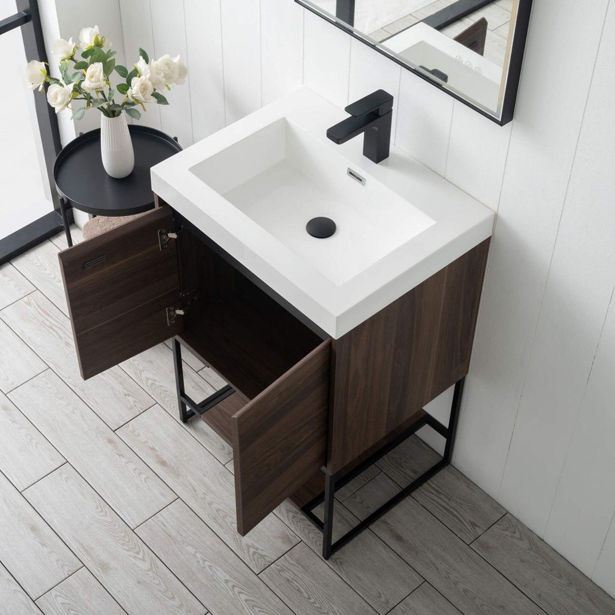 Blossom Porto 24" Walnut Freestanding Vanity With Acrylic Sink