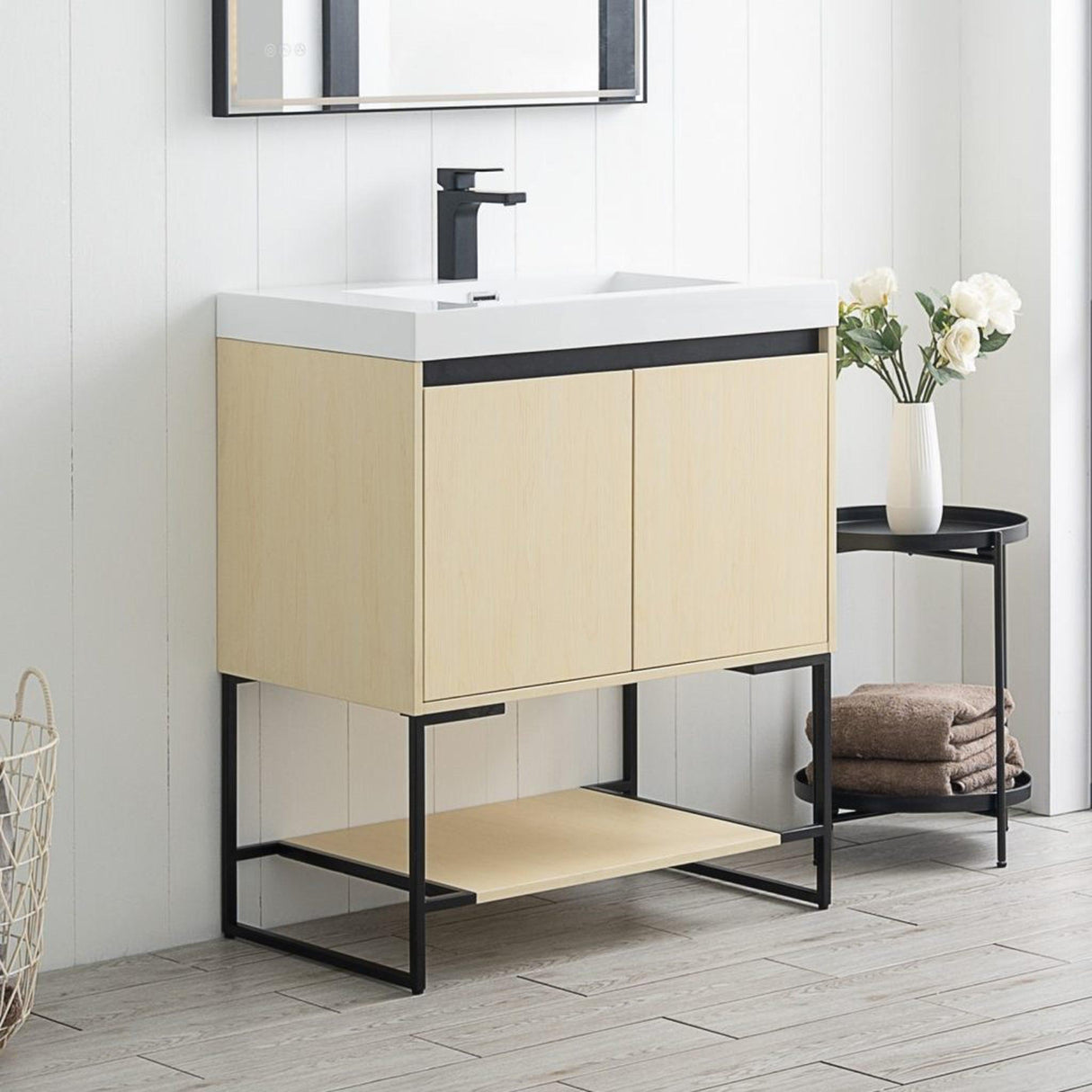 Blossom Porto 30" Nature Maple Freestanding Vanity With Acrylic Sink