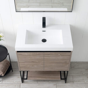 Blossom Porto 30" Teak Freestanding Vanity With Acrylic Sink