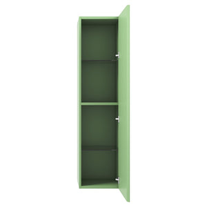 Blossom Positano 12" x 10" x 48" 1-Door Aventurine Green Wall-Mounted Side Cabinet With 1 Fixed Wood Shelve and 2 Adjustable Glass Shelves