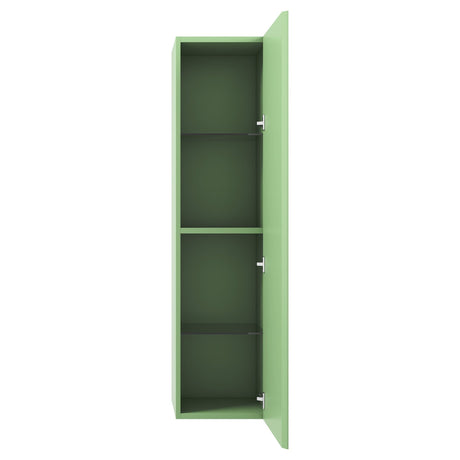 Blossom Positano 12" x 10" x 48" 1-Door Aventurine Green Wall-Mounted Side Cabinet With 1 Fixed Wood Shelve and 2 Adjustable Glass Shelves