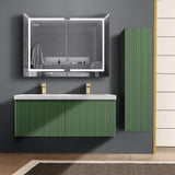 Blossom Positano 12" x 10" x 48" 1-Door Aventurine Green Wall-Mounted Side Cabinet With 1 Fixed Wood Shelve and 2 Adjustable Glass Shelves