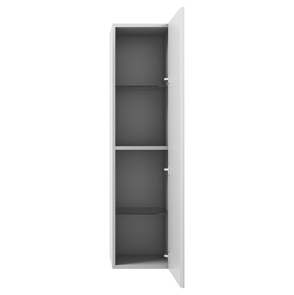 Blossom Positano 12" x 10" x 48" 1-Door Light Gray Wall-Mounted Side Cabinet With 1 Fixed Wood Shelve and 2 Adjustable Glass Shelves