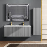 Blossom Positano 12" x 10" x 48" 1-Door Light Gray Wall-Mounted Side Cabinet With 1 Fixed Wood Shelve and 2 Adjustable Glass Shelves