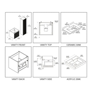 Blossom Positano 20" 1-Drawer Light Gray Wall-Mounted Single Vanity Base