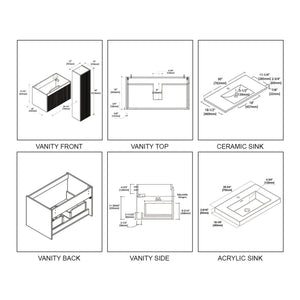 Blossom Positano 30" 1-Drawer Light Gray Wall-Mounted Single Vanity Base
