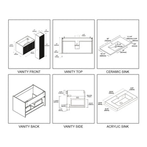 Blossom Positano 30" 1-Drawer Light Gray Wall-Mounted Single Vanity Base
