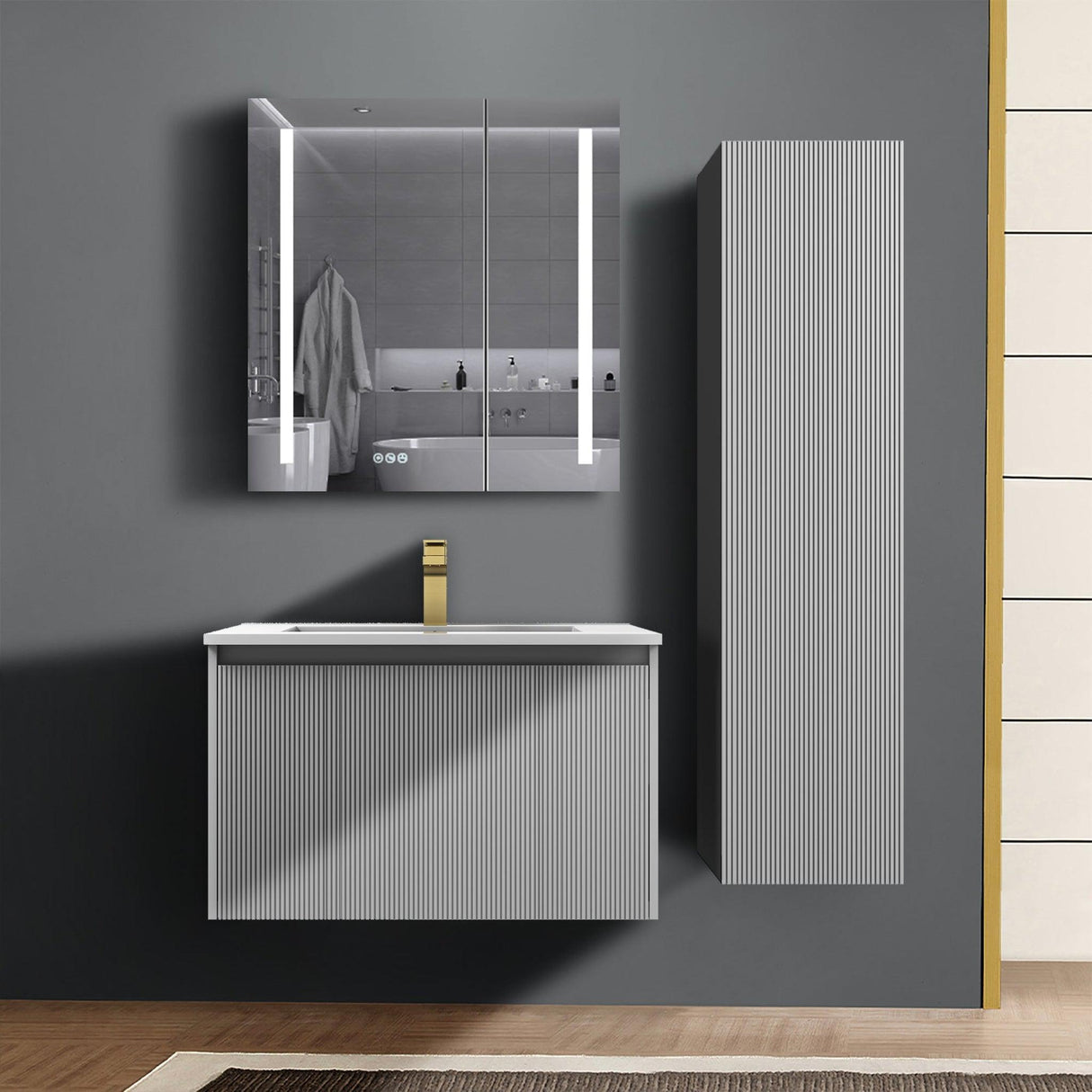 Blossom Positano 30" 1-Drawer Light Gray Wall-Mounted Single Vanity Base