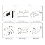 Blossom Positano 36" 1-Drawer Matte White Wall-Mounted Single Vanity Base