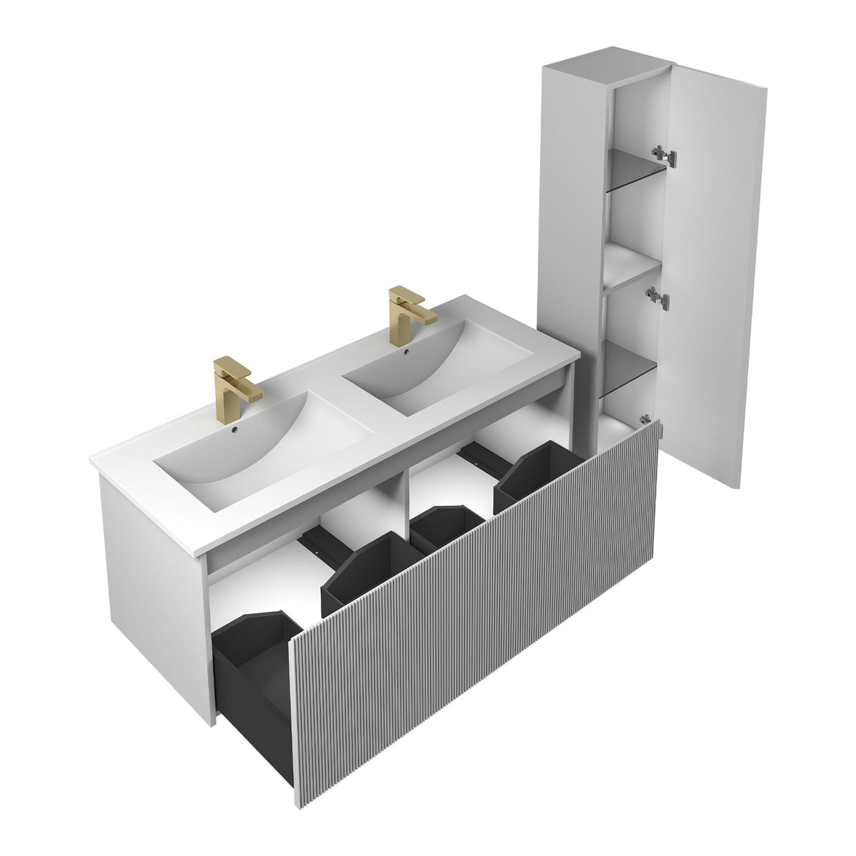 Blossom Positano 48" 1-Drawer Light Gray Wall-Mounted Double Vanity Base