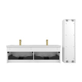 Blossom Positano 60" 1-Drawer Matte White Wall-Mounted Double Vanity Base