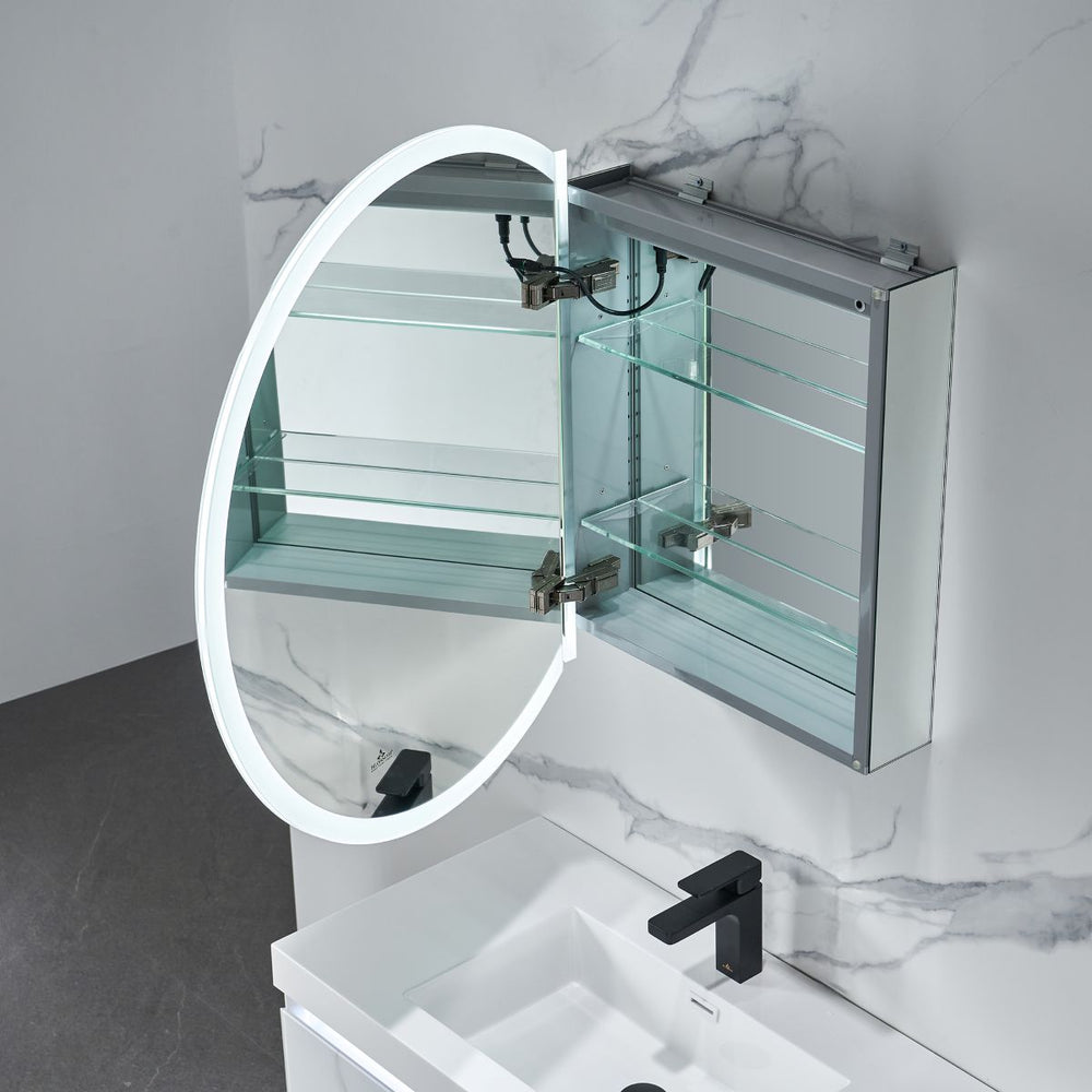 Blossom Regulus 32" x 6" Round LED Medicine Cabinet MCL9 R32 Left