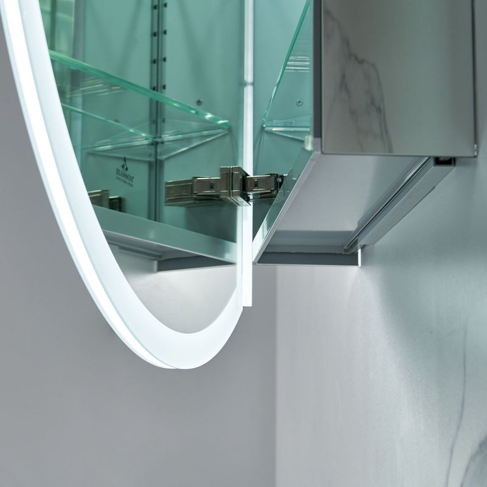 Blossom Regulus 32" x 6" Round LED Medicine Cabinet MCL9 R32 Left