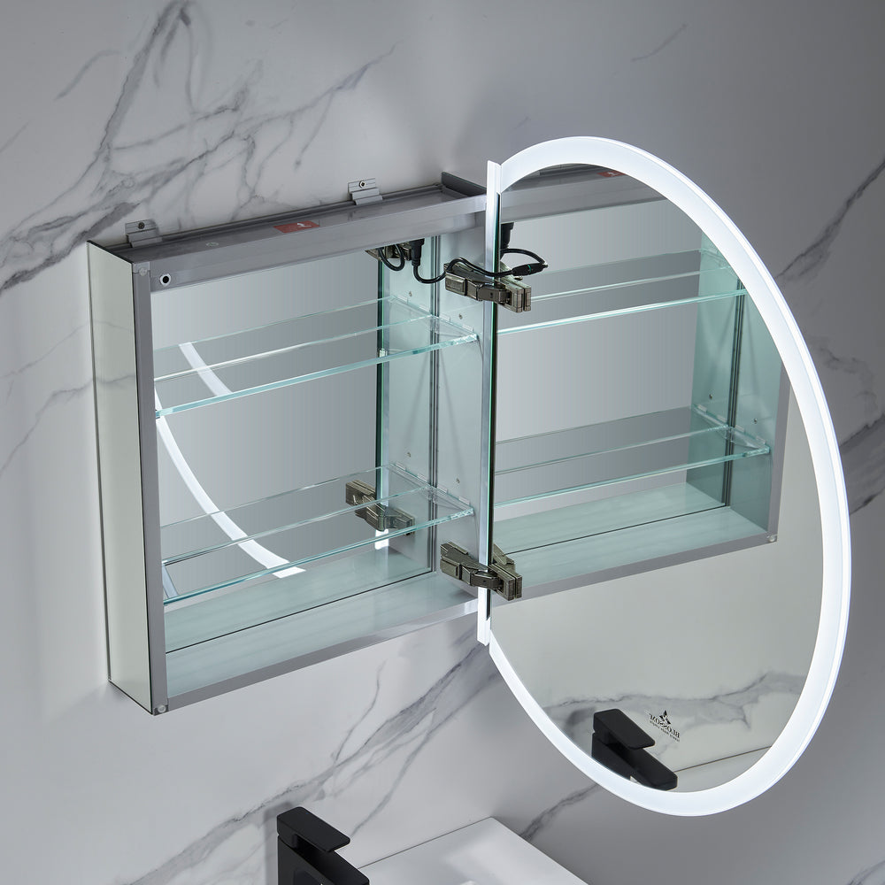 Blossom Regulus 32" x 6" Round LED Medicine Cabinet MCL9 R32 Right