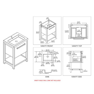 Blossom Riga 20" 1-Drawer Glossy White Freestanding Vanity Base With An Open Shelf