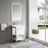 Blossom Riga 24" 1-Drawer Glossy White Freestanding Vanity Base With An Open Shelf