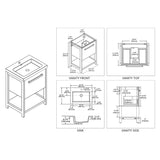 Blossom Riga 24" 1-Drawer Glossy White Freestanding Vanity Set With Acrylic Drop-In Single Sink