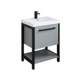 Blossom Riga 24" 1-Drawer Metal Gray Freestanding Vanity Set With Acrylic Drop-In Single Sink