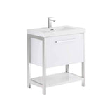 Blossom Riga 30" 1-Drawer Glossy White Freestanding Vanity Base With An Open Shelf