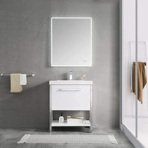 Blossom Riga 30" 1-Drawer Glossy White Freestanding Vanity Set With Acrylic Drop-In Single Sink