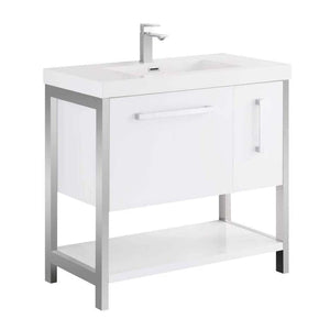 Blossom Riga 36" 2-Drawer Glossy White Freestanding Vanity Set With Acrylic Drop-In Single Sink