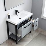 Blossom Riga 36" 2-Drawer Metal Gray Freestanding Vanity Set With Acrylic Drop-In Single Sink