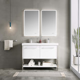 Blossom Riga 48" 2-Drawer Glossy White Freestanding Vanity Set With Acrylic Drop-In Double Sinks