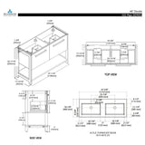 Blossom Riga 48" 2-Drawer Metal Gray Freestanding Vanity Set With Acrylic Drop-In Double Sinks