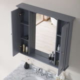 Blossom Rome 36" Charcoal Grey Wall-Mounted Rectangle Mirror Medicine Cabinet