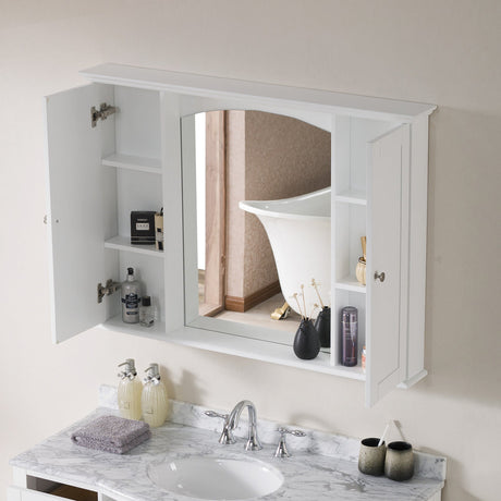 Blossom Rome 36" Matte White Wall-Mounted Rectangle Mirror Medicine Cabinet