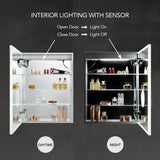 Blossom Sirius 24" Recessed or Surface Mount Left and Right-Hinged Door LED Mirror Medicine Cabinet Set Of 2 With Adjustable Glass Shelves, Built-In Defogger, Dimmer, Digital Clock, Temp Display, USB & Electrical Outlet