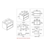 Blossom Sofia 24" 2-Drawer Matte Gray Wall-Mounted Vanity Base