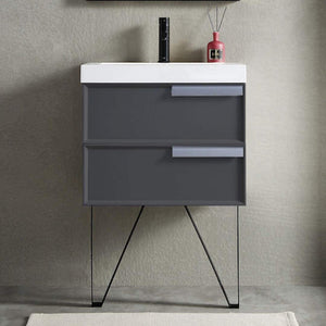 Blossom Sofia 24" 2-Drawer Matte Gray Wall-Mounted Vanity Base
