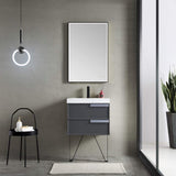 Blossom Sofia 24" 2-Drawer Matte Gray Wall-Mounted Vanity Set With Acrylic Top and Integrated Single Sink