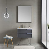 Blossom Sofia 30" 2-Drawer Matte Gray Wall-Mounted Vanity Base