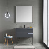 Blossom Sofia 36" 2-Drawer Matte Gray Wall-Mounted Vanity Base