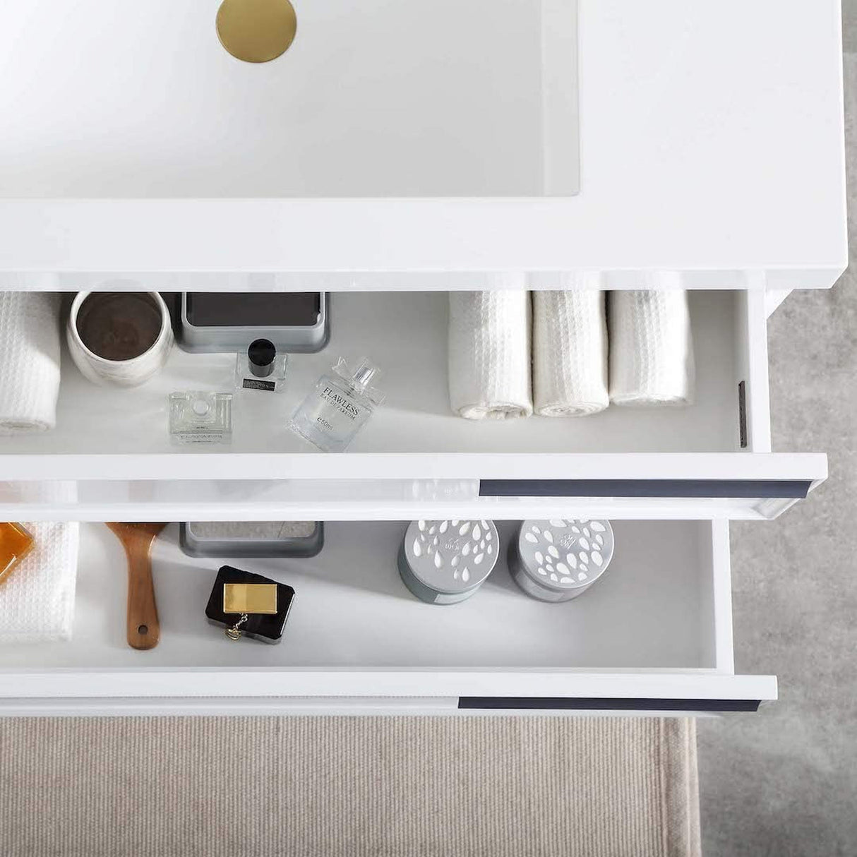 Blossom Sofia 36" 2-Drawer White Wall-Mounted Vanity Set With Acrylic Top and Integrated Single Sink