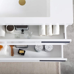 Blossom Sofia 36" 2-Drawer White Wall-Mounted Vanity Set With Acrylic Top and Integrated Single Sink