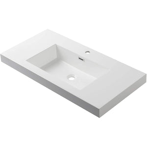 Blossom Sofia 36" 2-Drawer White Wall-Mounted Vanity Set With Acrylic Top and Integrated Single Sink