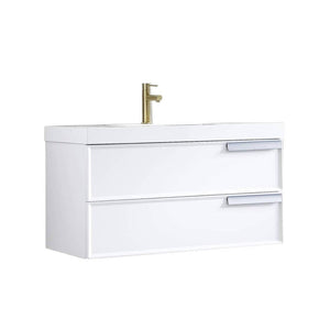 Blossom Sofia 36" 2-Drawer White Wall-Mounted Vanity Set With Acrylic Top and Integrated Single Sink