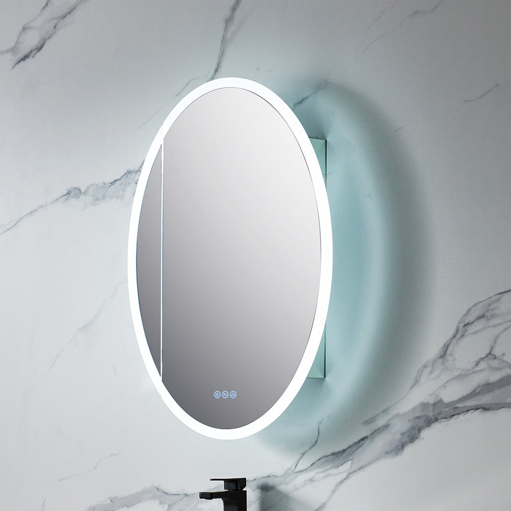 Blossom Spica 24" x 36" Oval Inside LED Light on Door Medicine Cabinet Left