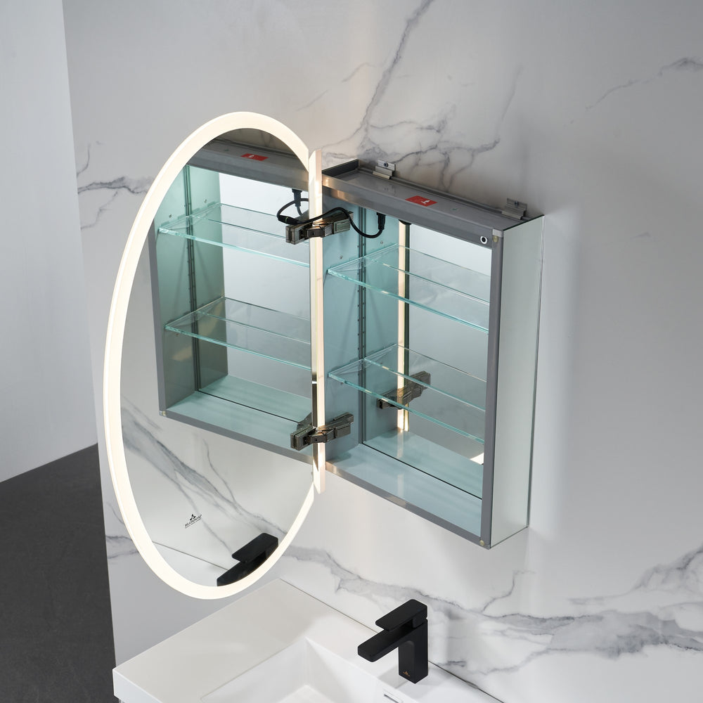 Blossom Spica 24" x 36" Oval Inside LED Light on Door Medicine Cabinet Left