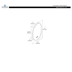 Blossom Spica 24" x 36" Oval Inside LED Light on Door Medicine Cabinet Right