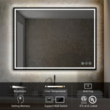 Blossom Stellar 48" x 30" Matte Black Wall-Mounted Rectangle LED Mirror
