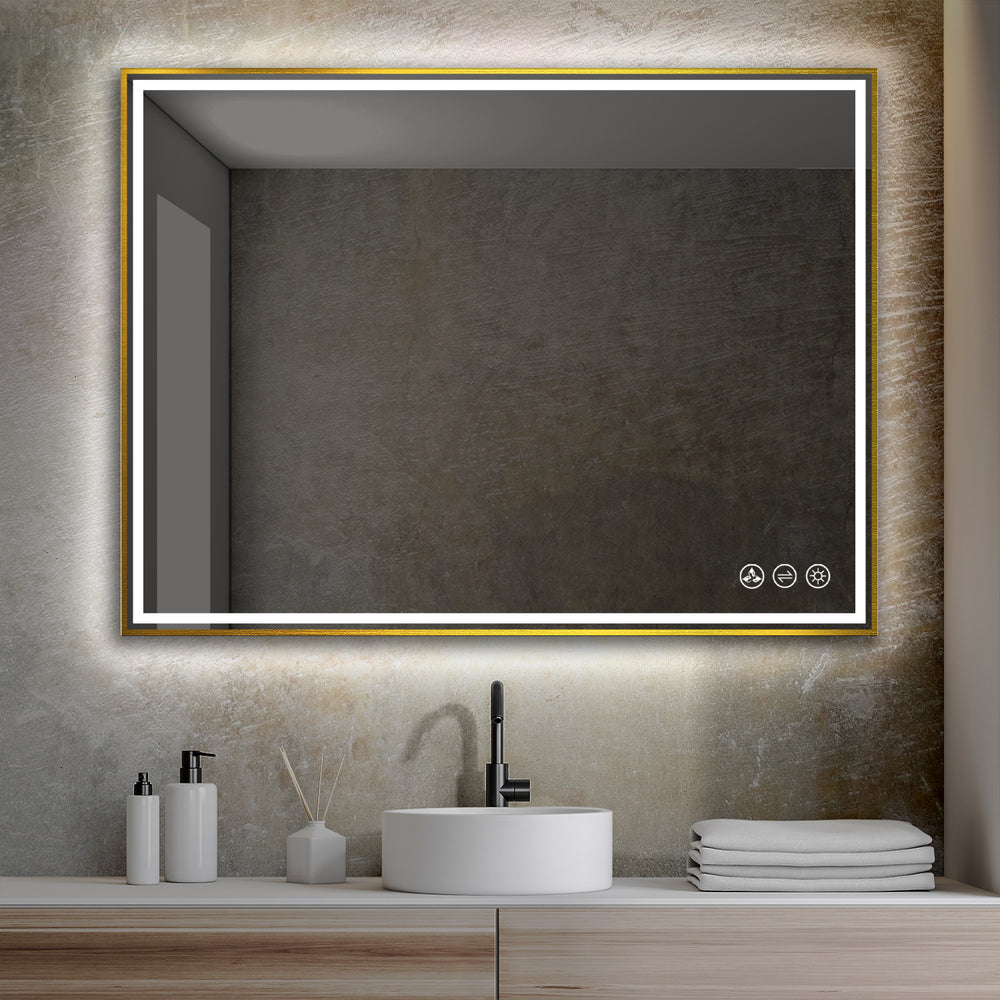 Blossom Stellar 48" x 30" Matte Black Wall-Mounted Rectangle LED Mirror